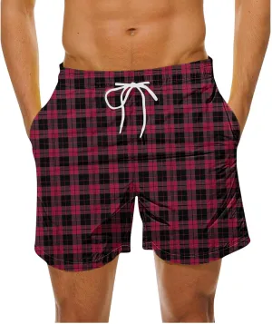 Mens Lounge Shorts Fashion Plaid Bottoms Elastic Waist Big and Tall Casual Summer Beach Shorts with Pockets