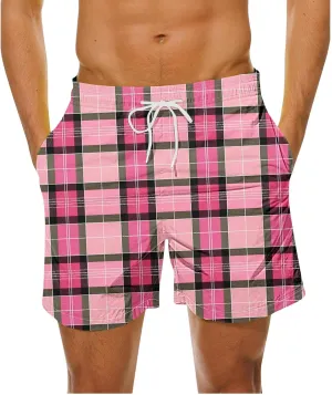 Mens Lounge Shorts Fashion Plaid Bottoms Elastic Waist Big and Tall Casual Summer Beach Shorts with Pockets