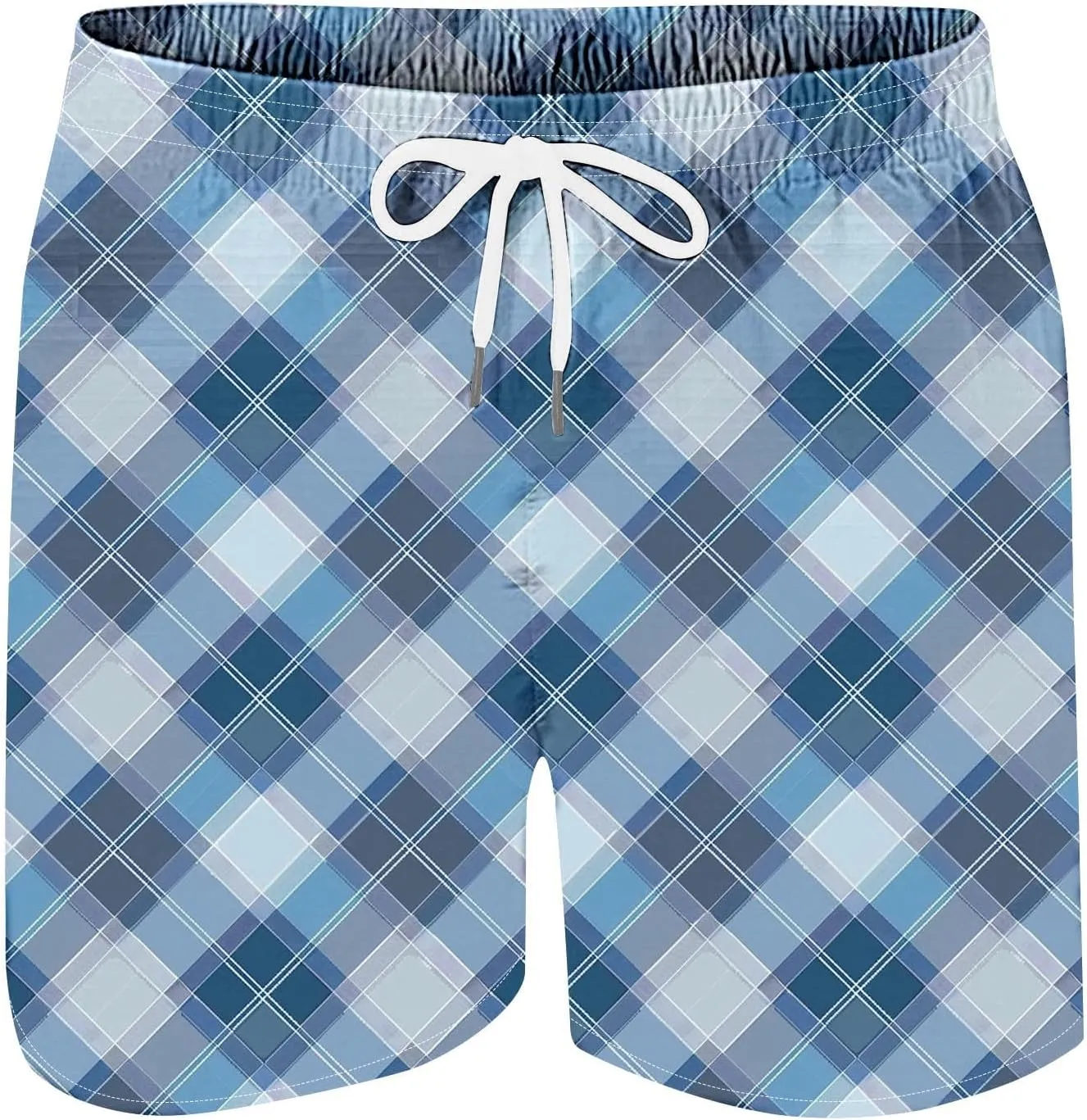 Mens Lounge Shorts Fashion Plaid Bottoms Elastic Waist Big and Tall Casual Summer Beach Shorts with Pockets
