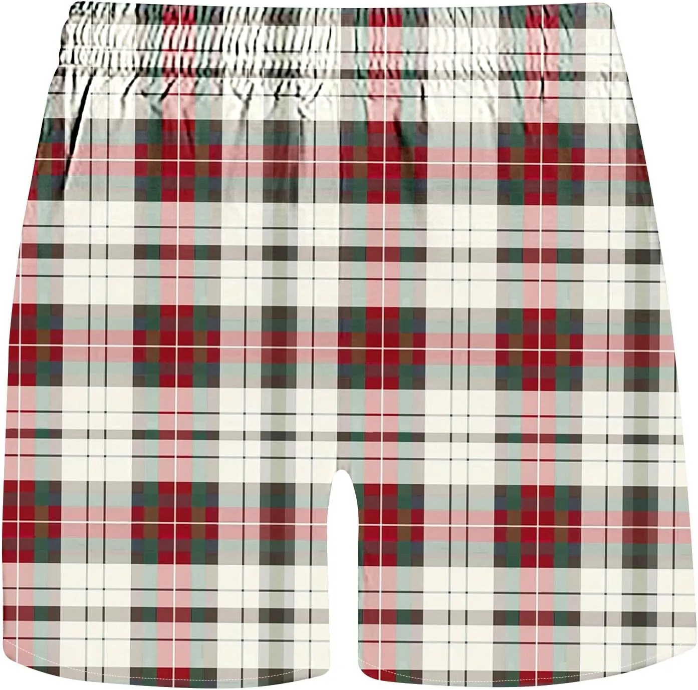 Mens Lounge Shorts Fashion Plaid Bottoms Elastic Waist Big and Tall Casual Summer Beach Shorts with Pockets