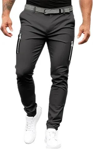 Mens Solid Color Tight Leisure Pants Mid Waist Multi Pockets Tactical Business Trouser Dressy Casual Outdoor Versatile Pants