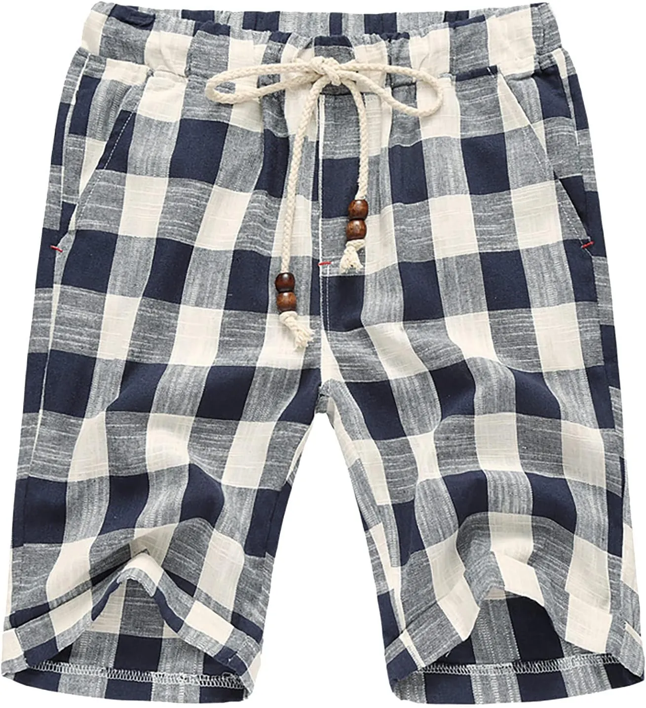 Men's Summer Casual Linen Drawstring Striped Beach Shorts Men Lounge Short Sleep Shorts Pajama Bottoms