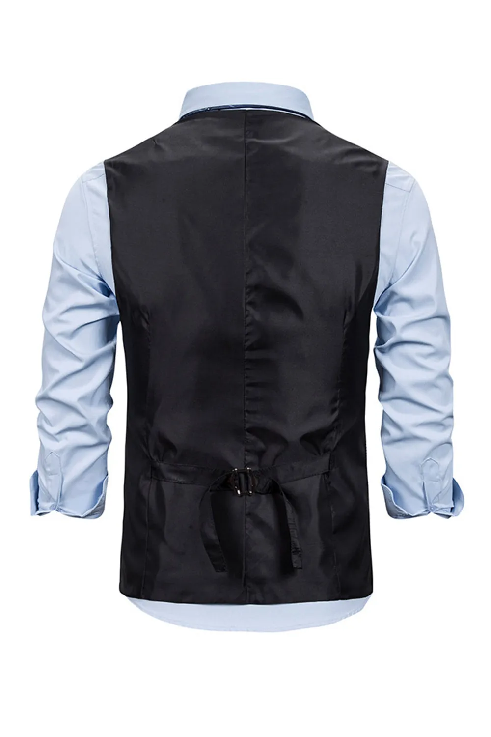 Men's V Neck Single Breasted Grey Casual Vest