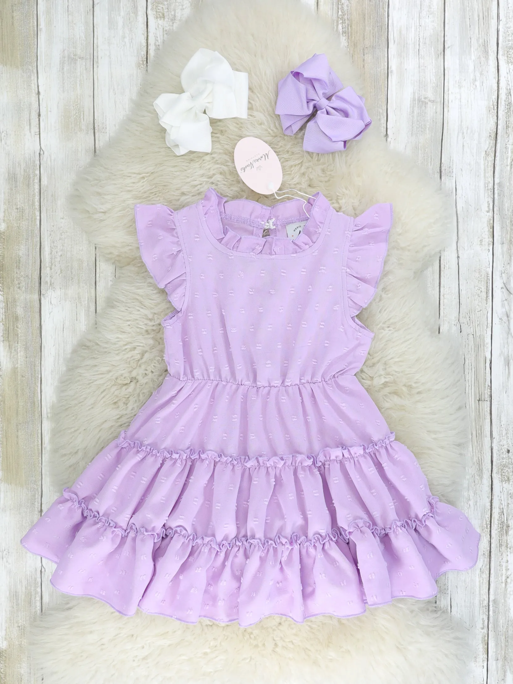 Mom & Me Lavender Tiered Mock Neck Dress