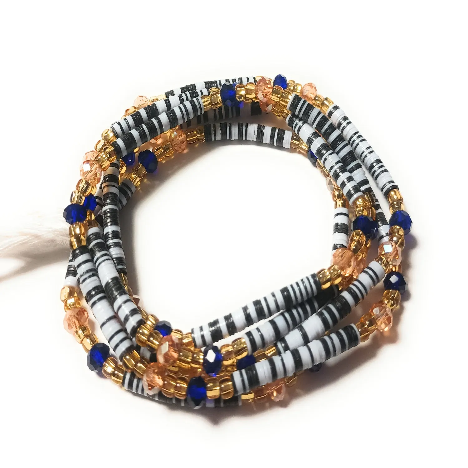 Multicolored Vinyl Waist Bead Strands w/Colorful Accent Beads