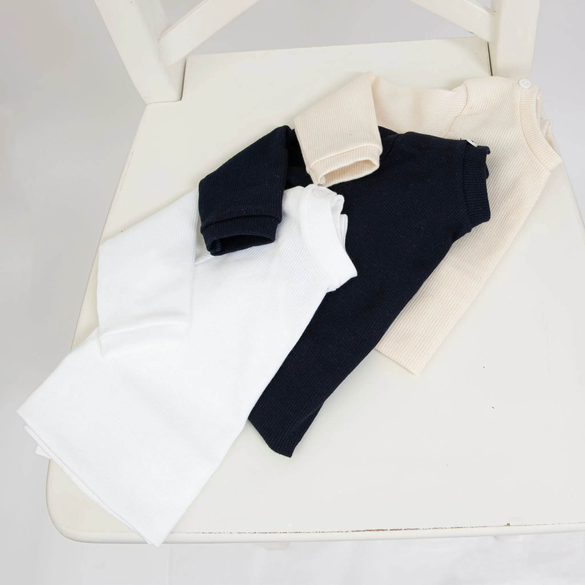 Navy Ribbed Cotton Top & Leggings