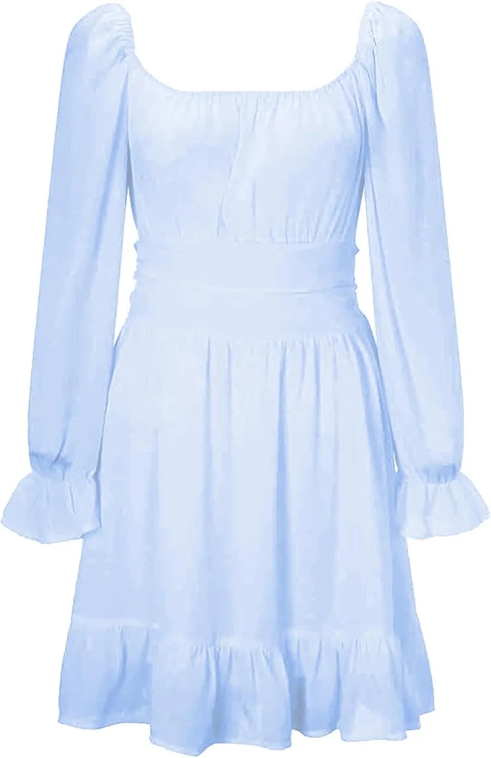 Pastel Dresses for Women 2025 Cute Petite Off Shoulder Long Sleeve Empire Waist Mini Dress Boho Church Graduation Outfit
