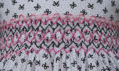 Pink Black White Hand Smocked Sleeveless Girls Summer Dress