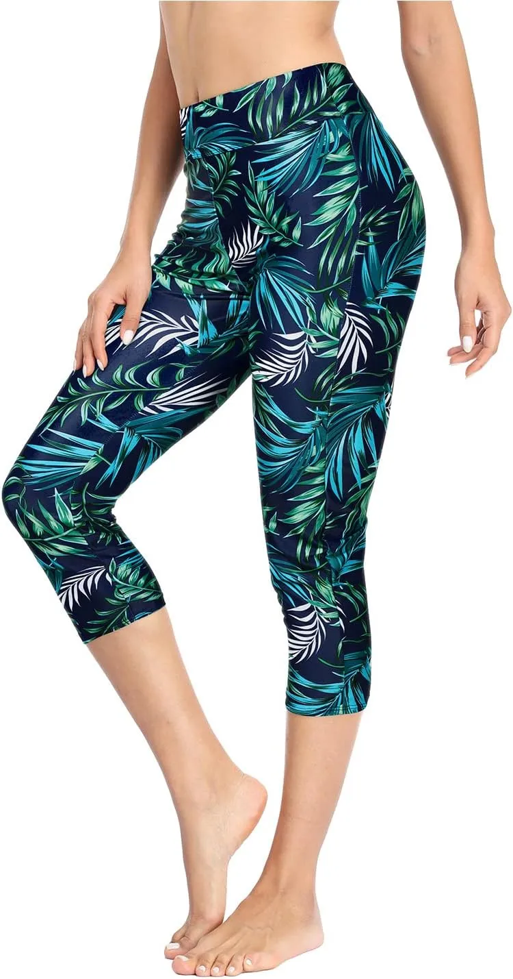Pinup Fashion Swim Pants Women - Swimming Capris High Waisted Swimsuit Leggings UV Swimwear Tights