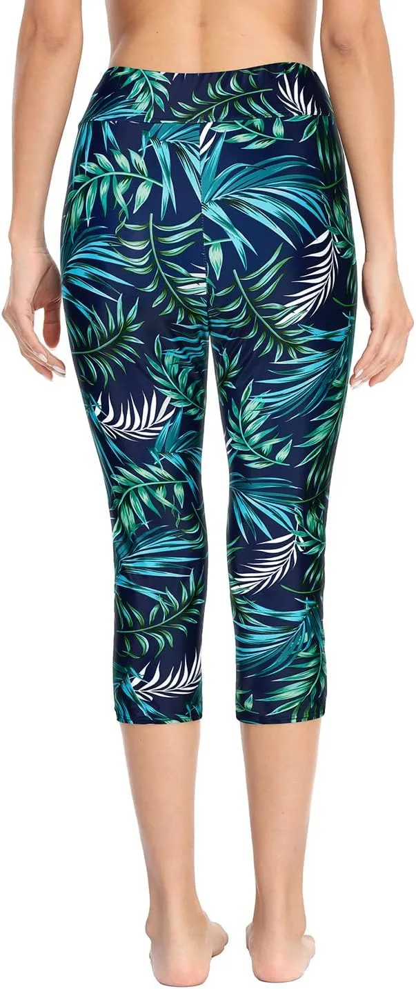 Pinup Fashion Swim Pants Women - Swimming Capris High Waisted Swimsuit Leggings UV Swimwear Tights