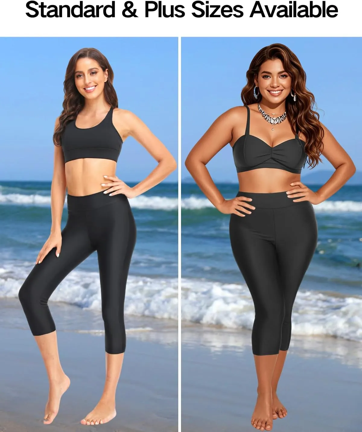 Pinup Fashion Swim Pants Women - Swimming Capris High Waisted Swimsuit Leggings UV Swimwear Tights