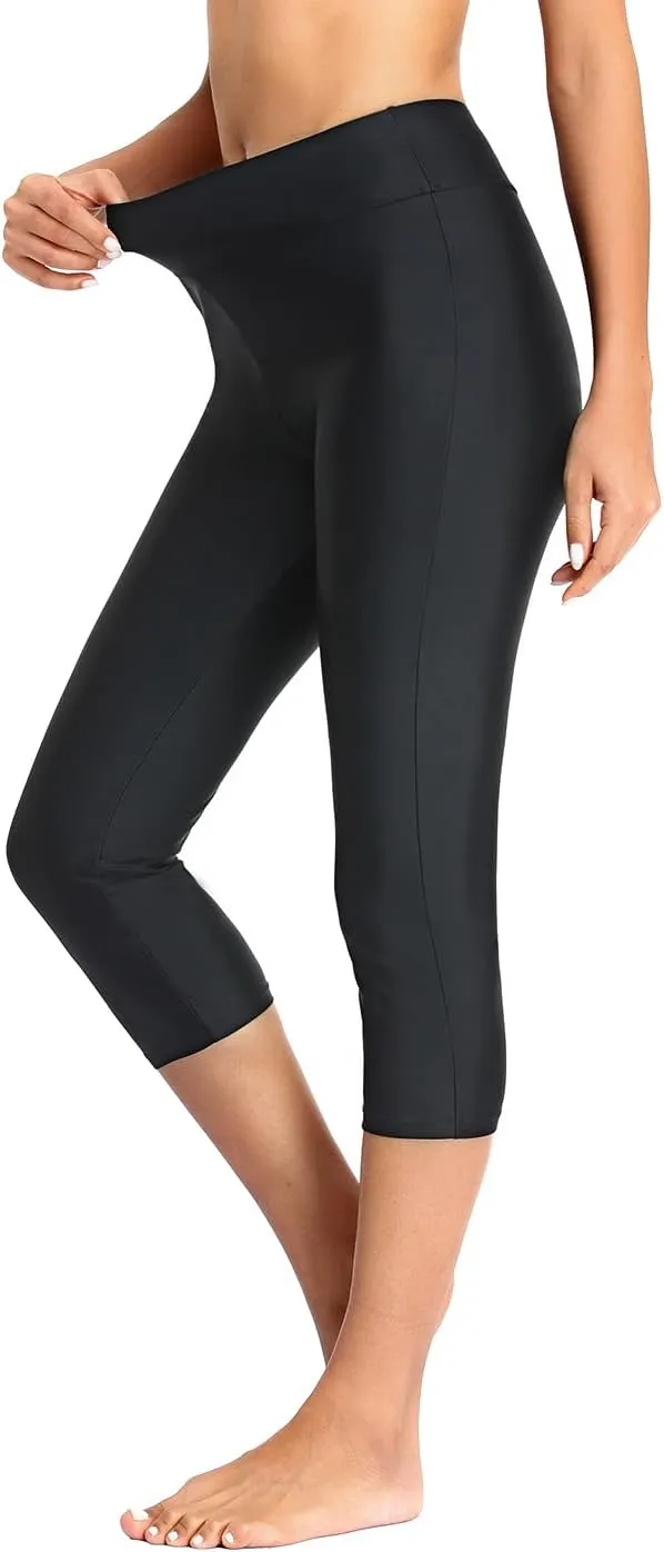 Pinup Fashion Swim Pants Women - Swimming Capris High Waisted Swimsuit Leggings UV Swimwear Tights