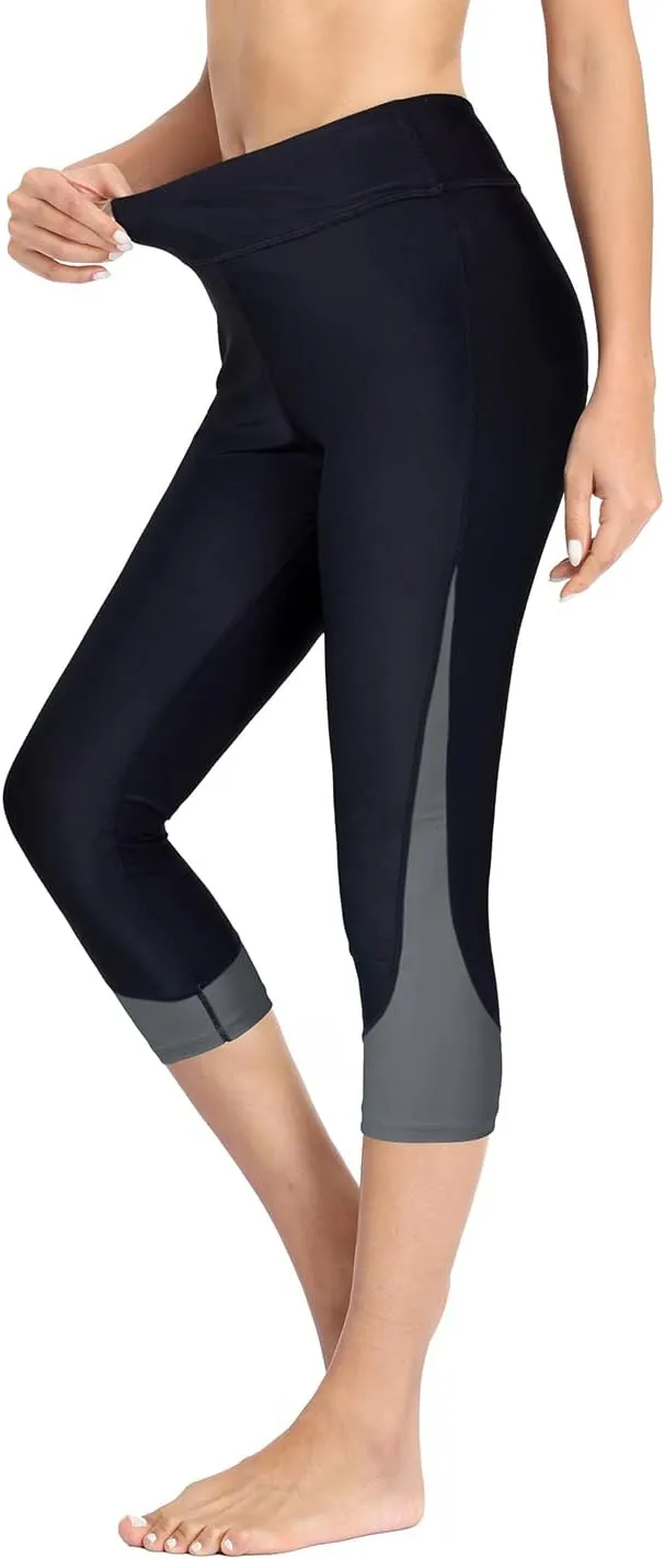 Pinup Fashion Swim Pants Women - Swimming Capris High Waisted Swimsuit Leggings UV Swimwear Tights