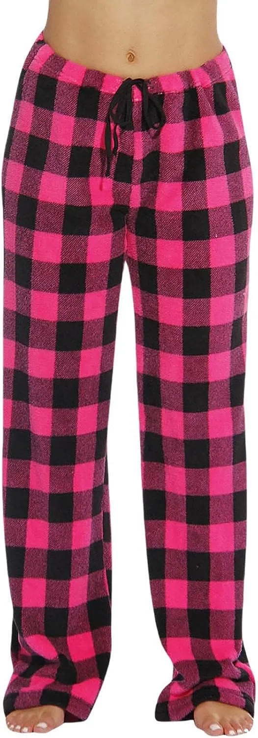 Plaid Pajama Pants Women Loose Flannel Pants Wide Leg Lounge Pj Bottoms Comfy Loungewear