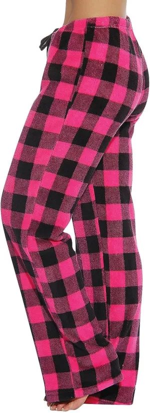 Plaid Pajama Pants Women Loose Flannel Pants Wide Leg Lounge Pj Bottoms Comfy Loungewear