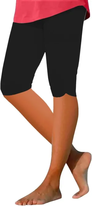 Plus Size Leggings Printed Stretch High Waist Elastic Cropped Pants Resort Beach Leggings Leggings with Pockets