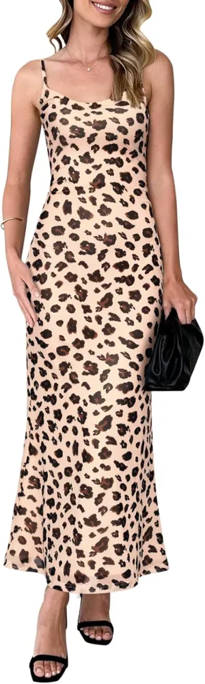 PRETTYGARDEN Womens Summer Dresses Spaghetti Strap Floral Maxi Dress Sleeveless Long Bodycon Dresses Wedding Guest Dress