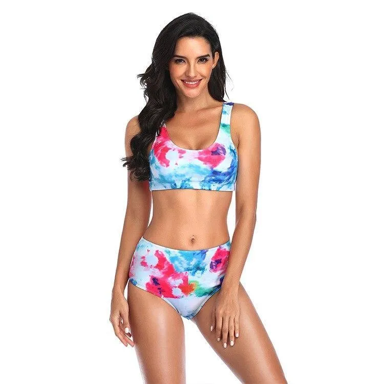 Push Up Thong High Waist Floral Bikini Set
