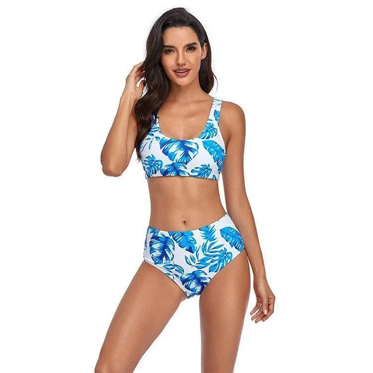 Push Up Thong High Waist Floral Bikini Set