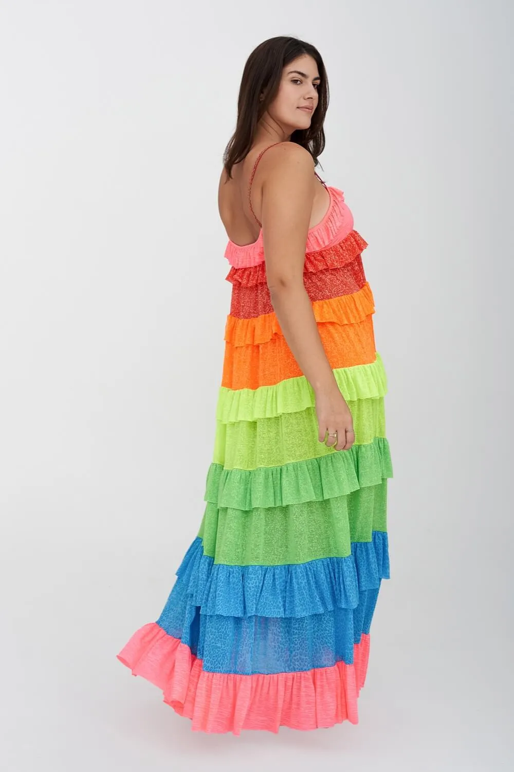 Rainbow Ruffle Tiered Dress