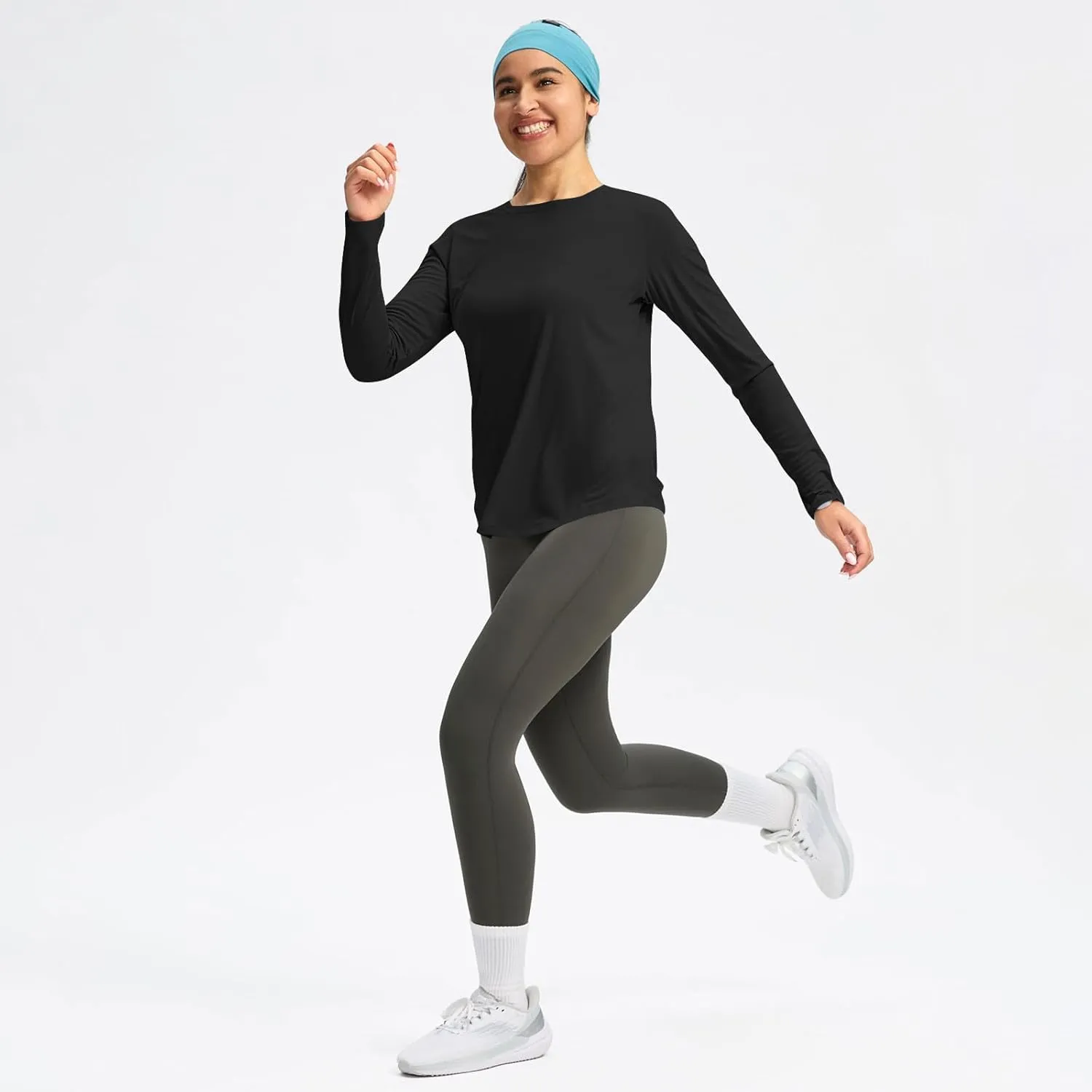 Rash Guard for Women UPF 50  SPF UV Protection Workout Tops with Thumb Hole Long Sleeve Lightweight Hiking Swim Shirts
