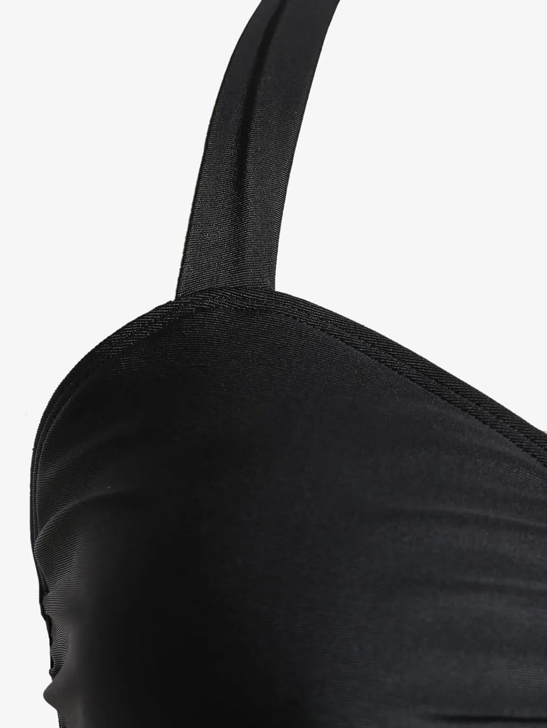 Rosegal Women Plus Size Halter Modest One-Piece Swimwear Backless Ruched Padded Flounce Layered Swimdress