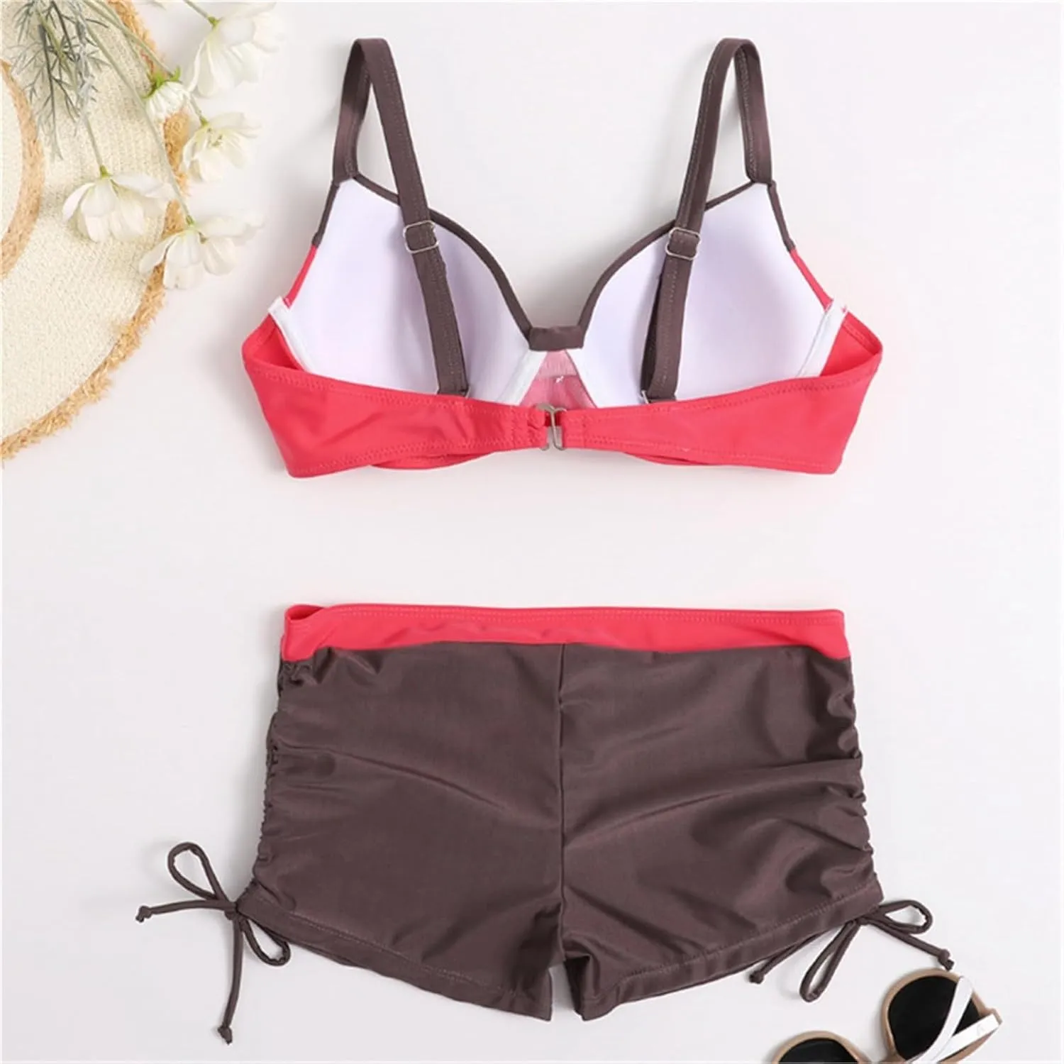 Rvidbe Swimsuits for Women 2025 Women's 2 Piece Push Up Swimsuit with Boy Shorts Tummy Control Bikini Sets Bathing Suits