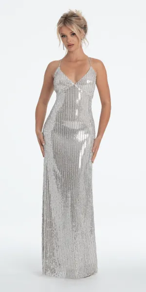 Sequin Tie Back Column Dress
