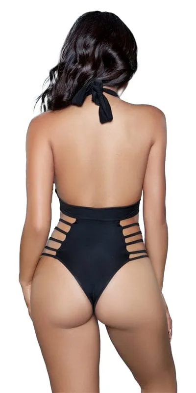 Sexy Bea Deep Plunge Halterneck Strappy Swimsuit