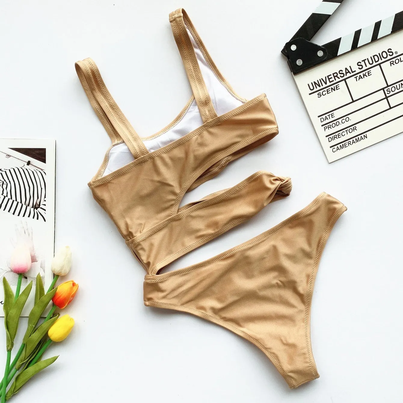 Sexy Cross Bandage One Piece Hollow Out Swimsuit