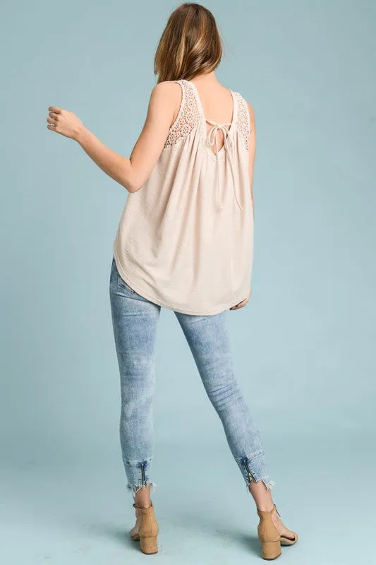 Sheer Crochet V Neck Tank