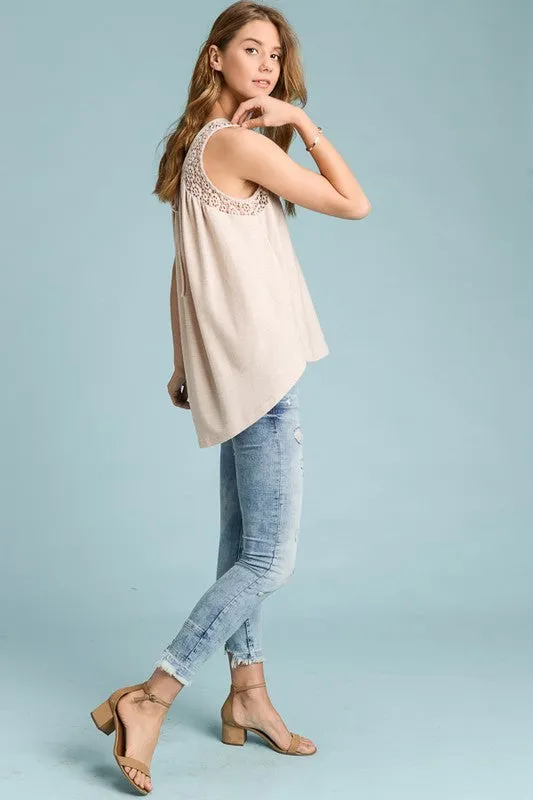 Sheer Crochet V Neck Tank
