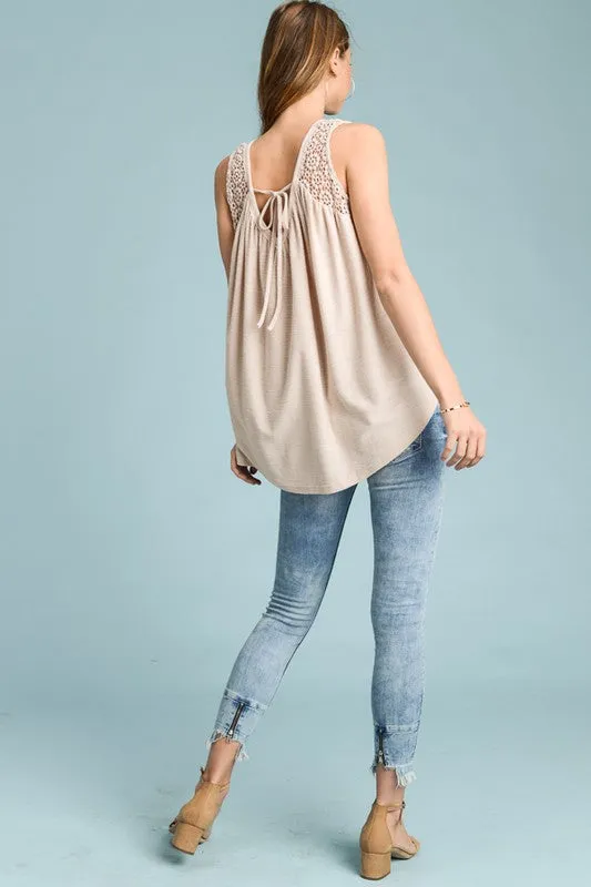Sheer Crochet V Neck Tank