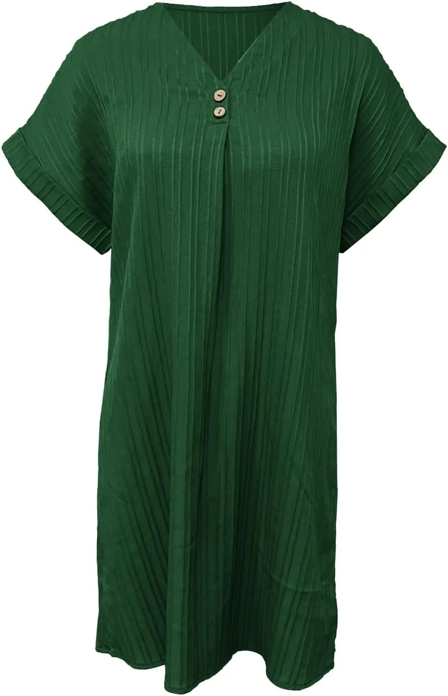Shift Dresses for Women 2025 Trendy Dressy Texture Button V Neck Business Work Dress with Sleeves Beach Vacation Clothes