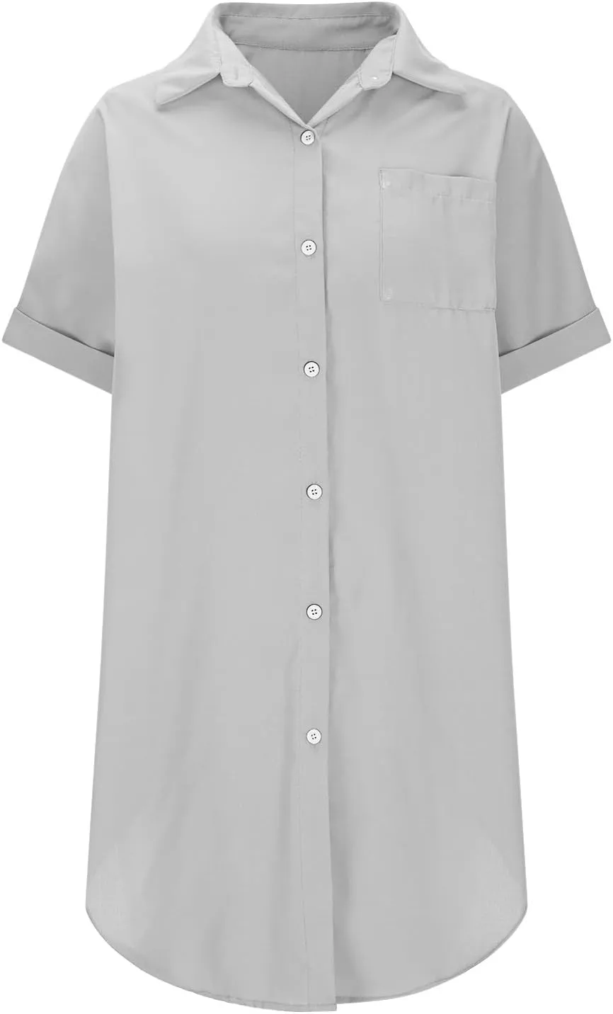 Shirt Linen Dresses for Women 2025 Button Down Summer Cover Up Sun Dresses Travel Beach Solid Loose Vacation Outfits