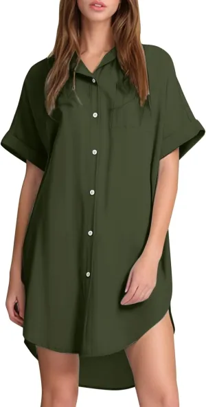 Shirt Linen Dresses for Women 2025 Button Down Summer Cover Up Sun Dresses Travel Beach Solid Loose Vacation Outfits