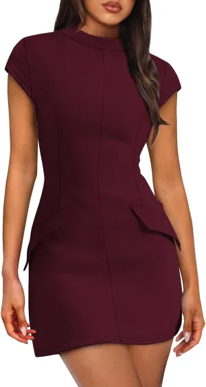 Short Cocktail Dresses for Women 2025 Curvy Bodycon Mini Dress Slim Fit Evening Party Club Date Night Going Out Dress