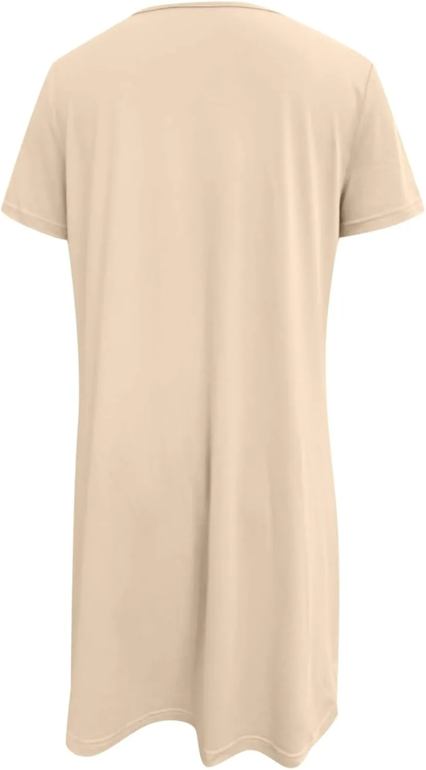 Short Lounge Dresses for Women Summer Solid Square Neck Short Sleeve Mini Beach Dress Plus Size Spring Break Clothes