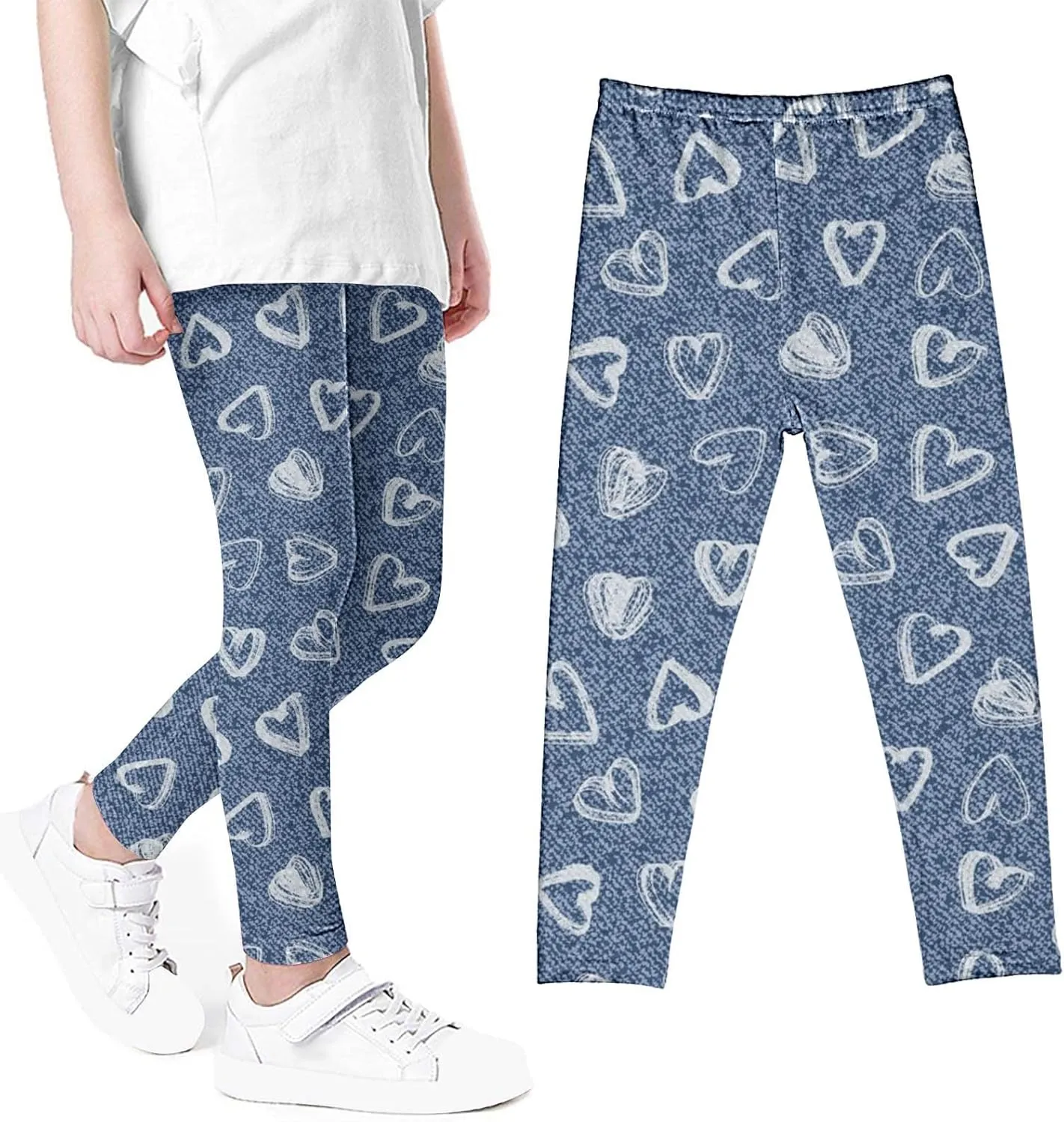Sinzelimin 3-7T Baby Girls Leggings Pants High Waist Soft Stretchy Tights, Kids Summer Leggings Sweatpant for School Wearing