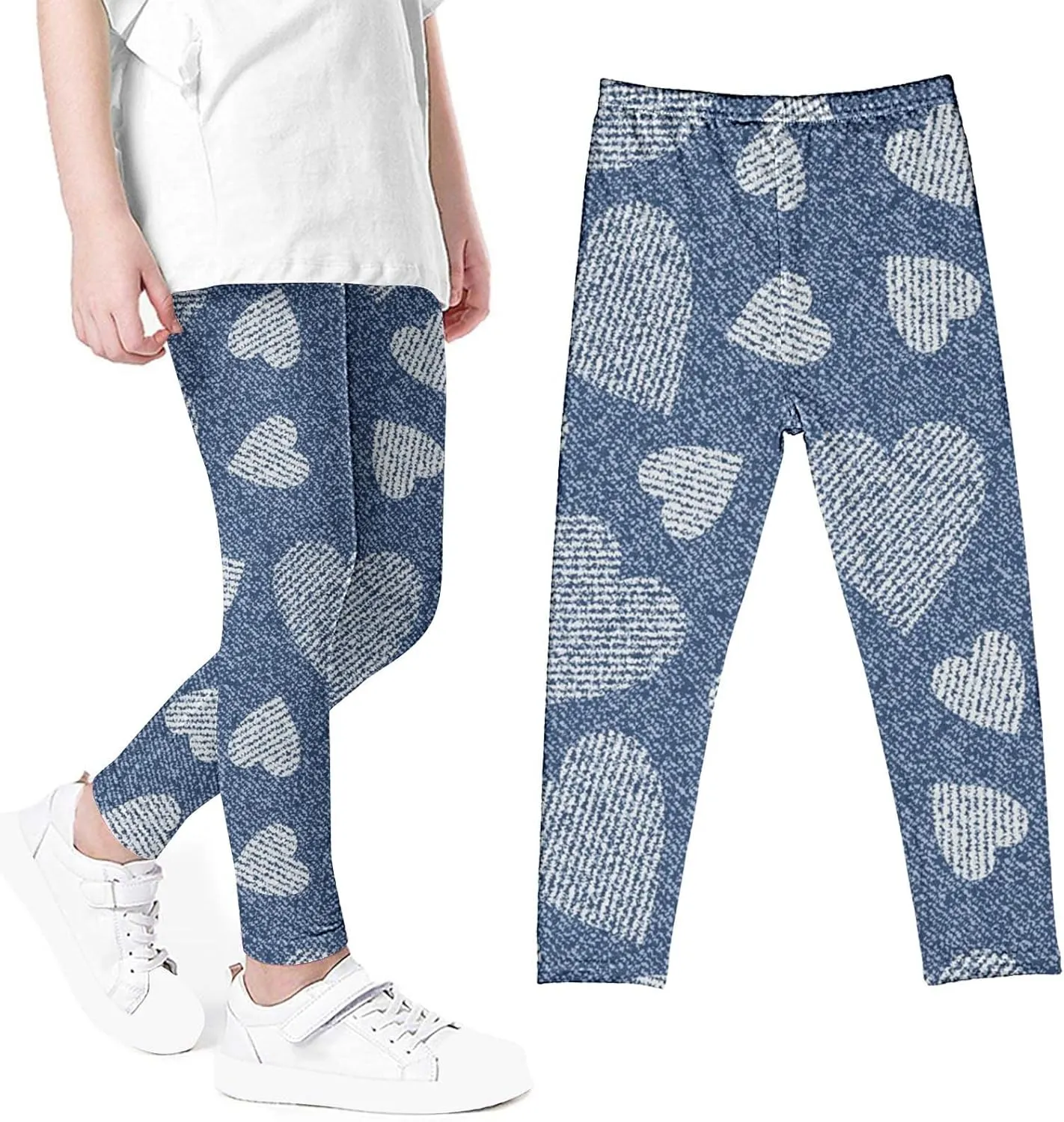 Sinzelimin 3-7T Baby Girls Leggings Pants High Waist Soft Stretchy Tights, Kids Summer Leggings Sweatpant for School Wearing