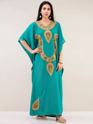 Sky Blue Aari Embroidered Kashmere Free Size Kaftan  - K12K044