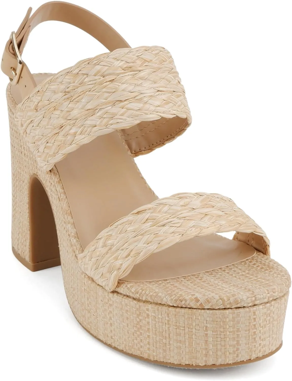 Soda Home Raffia High Heel Platform Wedge Sandal
