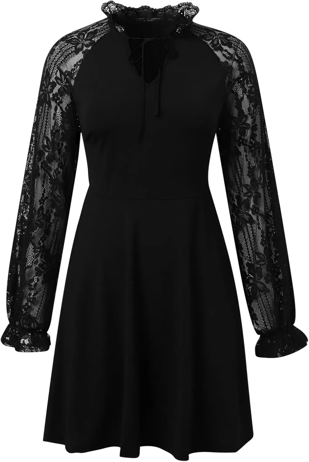 Spring Sun Dresses Women 1950S Bohemian Floral Lace Sleeve Bow Tie Mini Sexy Dress Lounge Club Beach Wear for Women