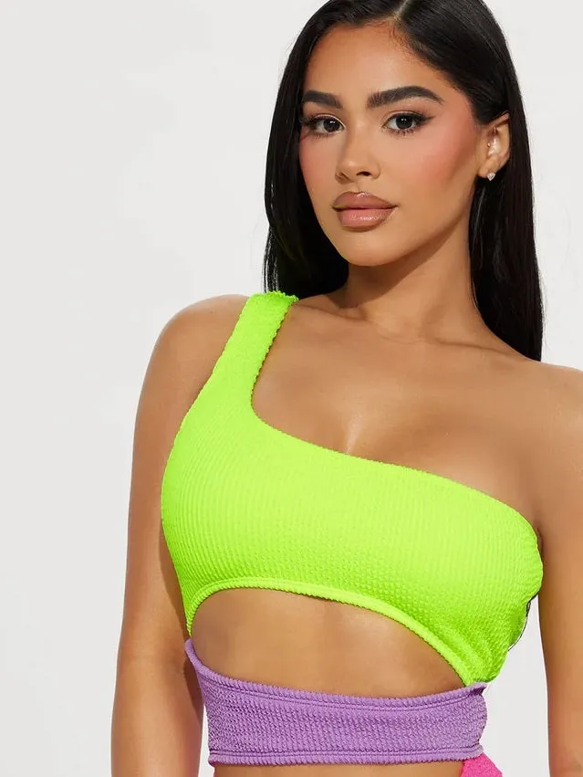 Stacey’s Cut Out Swimsuit: Neon