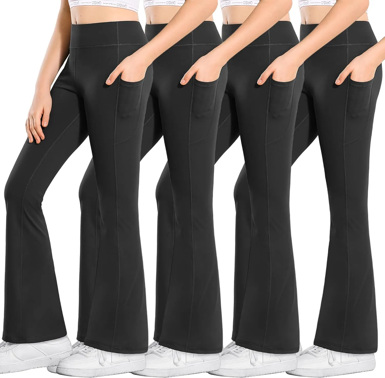 Stelle Girl's Flare Leggings with Pockets High Waisted Bootcut Yoga Pants Kids Dance Bell Bottoms Leggings