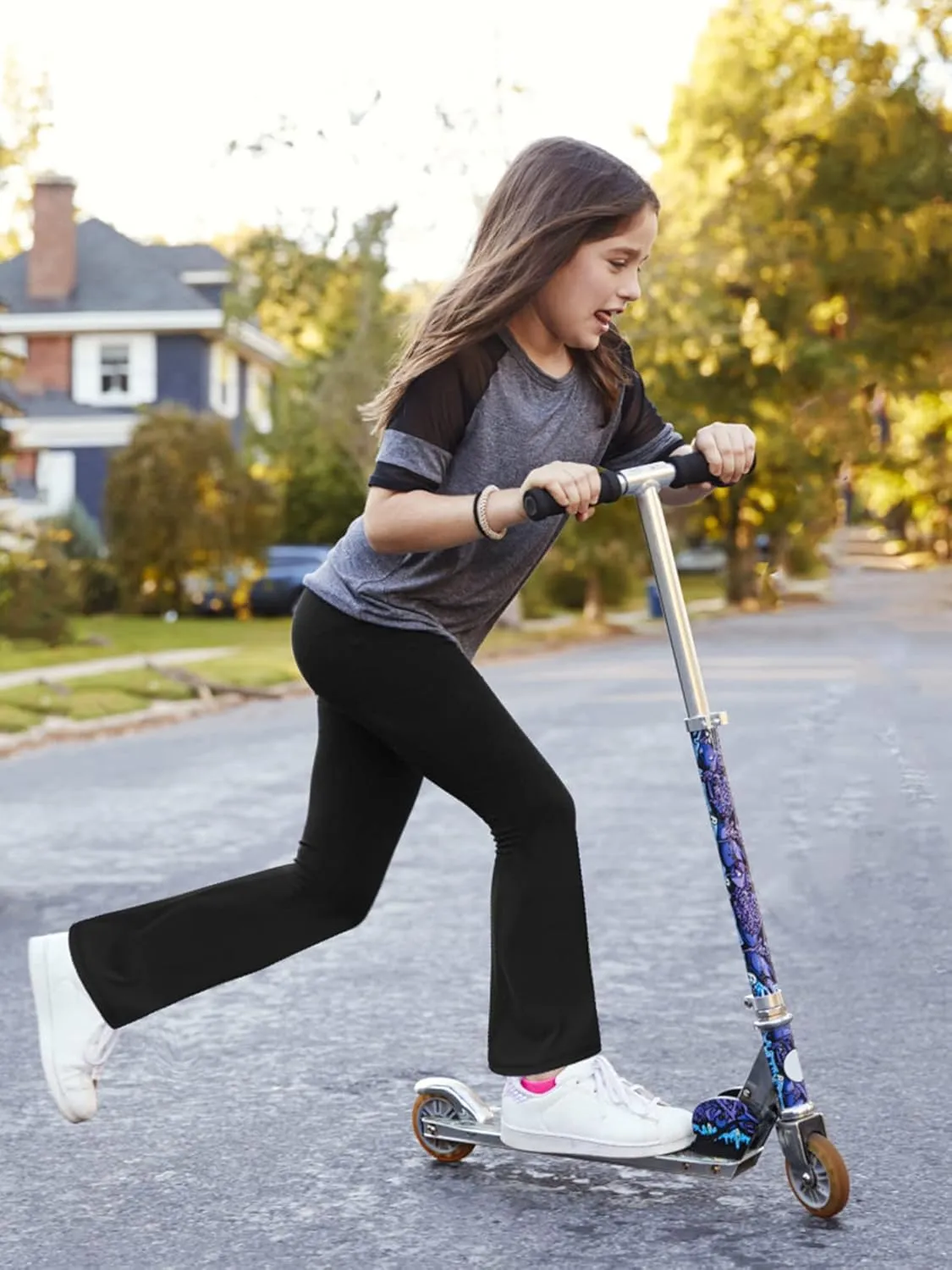 Stelle Girl's Flare Leggings with Pockets High Waisted Bootcut Yoga Pants Kids Dance Bell Bottoms Leggings