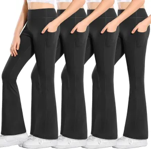 Stelle Girl's Flare Leggings with Pockets High Waisted Bootcut Yoga Pants Kids Dance Bell Bottoms Leggings