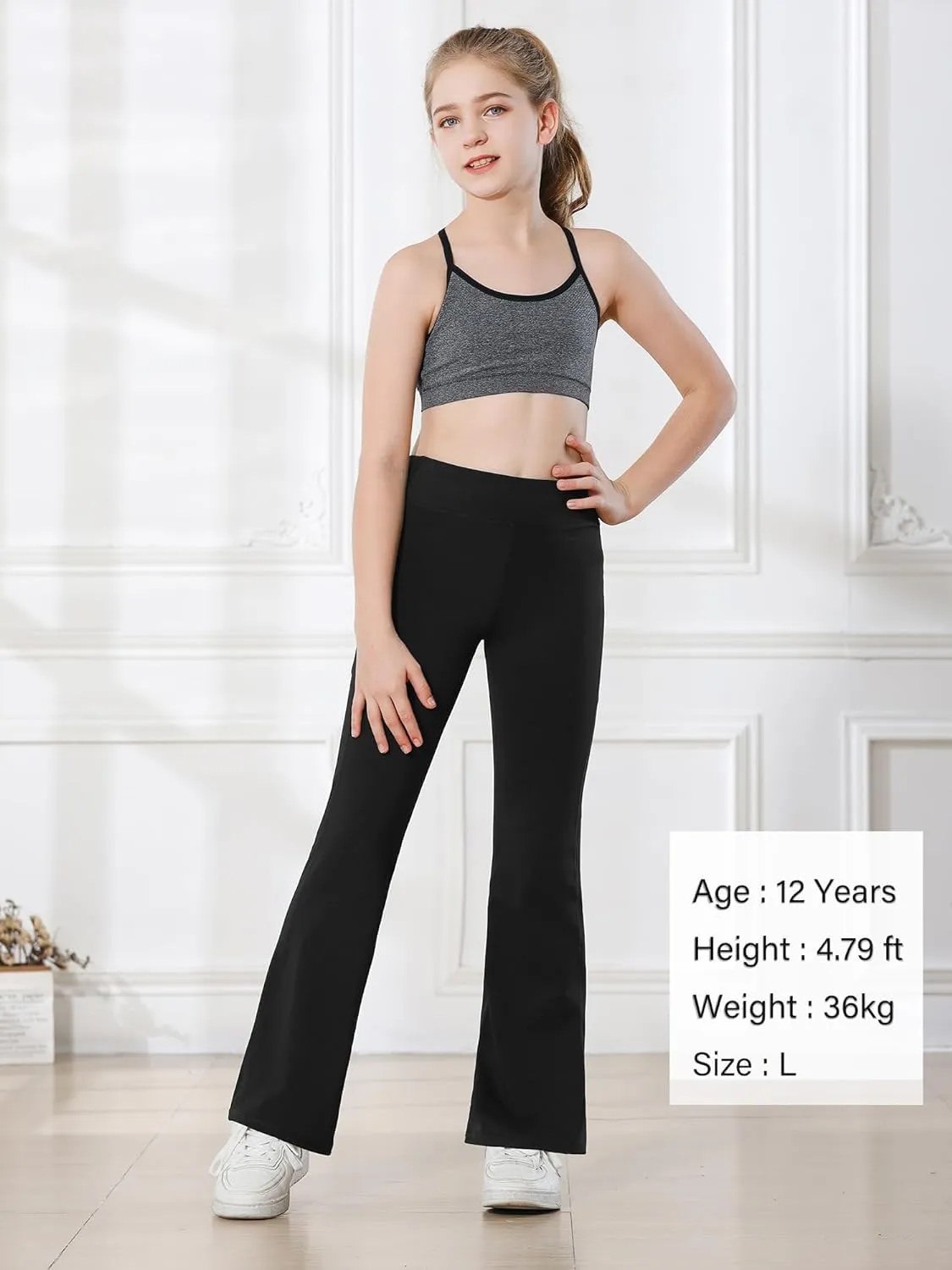 Stelle Girl's Flare Leggings with Pockets High Waisted Bootcut Yoga Pants Kids Dance Bell Bottoms Leggings
