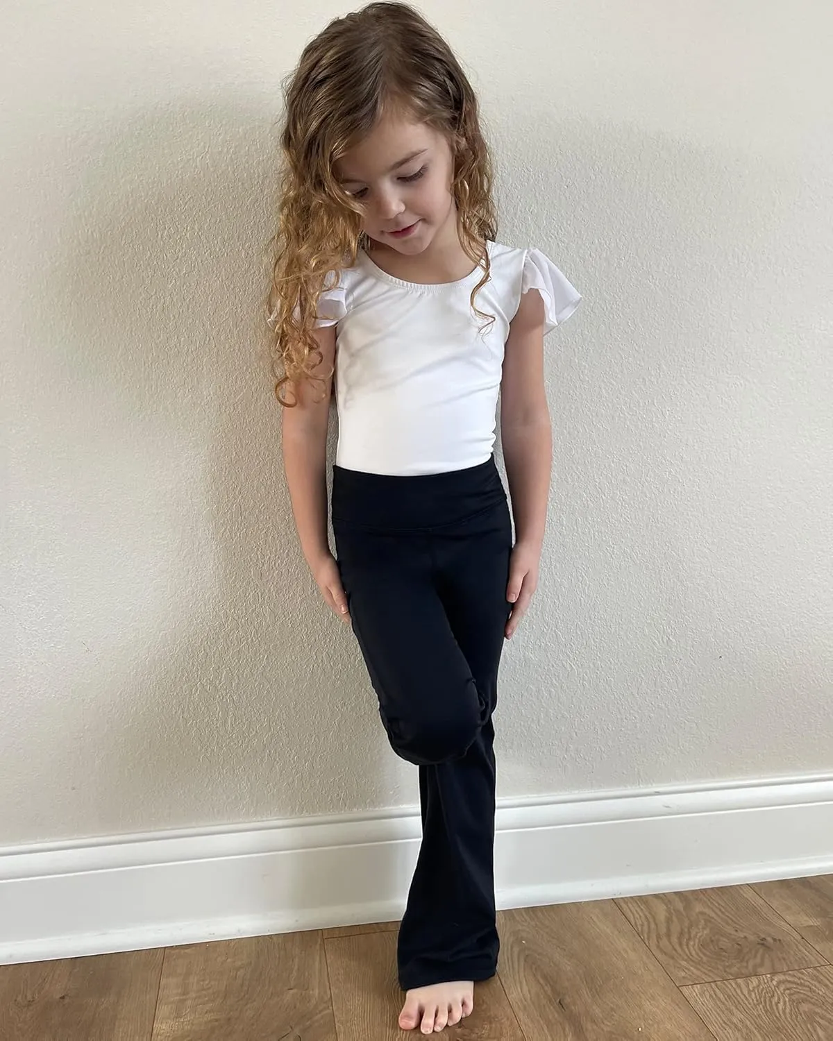 Stelle Girl's Flare Leggings with Pockets High Waisted Bootcut Yoga Pants Kids Dance Bell Bottoms Leggings