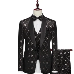 Suit Fashion Formal Business Slim Fit 3-Pieces Blazers Tuxedo Wedding Men Suits Groom Suit